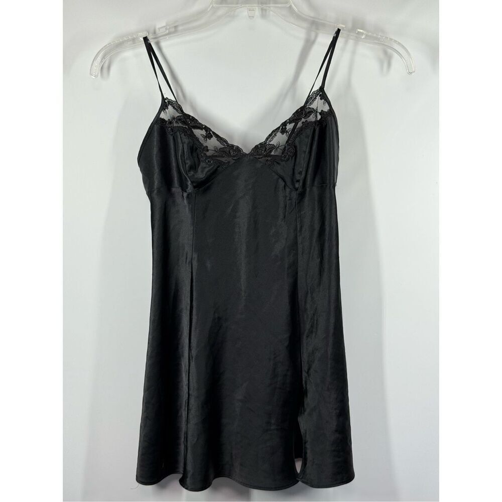 A12 - Victoria's Secret black satin lace nightgown size small